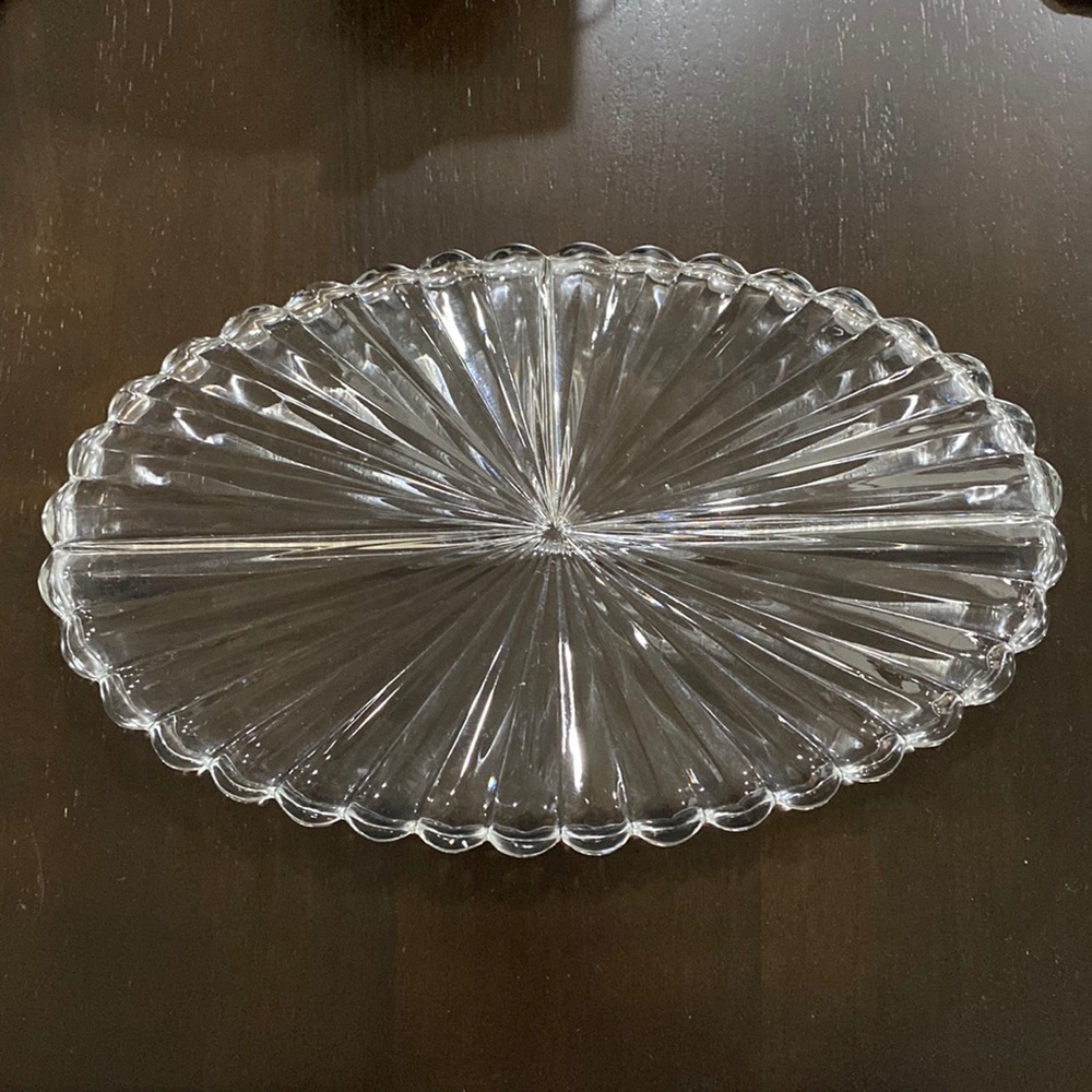 Marked Heisey Clear Pressed Glass Divided Oval Serving Platter! - Picture 4 of 5